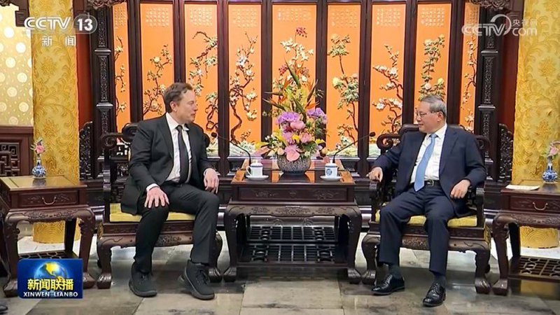 ▲Elon Musk在北京会晤中国国务院总理李强。（图：取自X/Elon Musk）