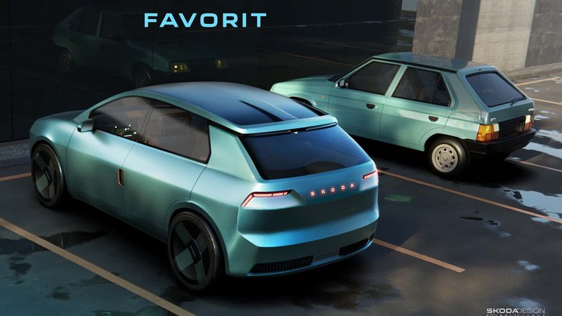 ▲Skoda Favorit概念车与经典款并列对比,复古设计融入现代元素,向传奇致敬。