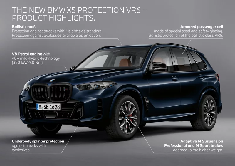 ▲具备防护能力的加强型车款的BMW X5 Protection VR6。